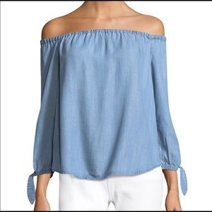 Vineyard Vines off shoulder chambray long sleeve